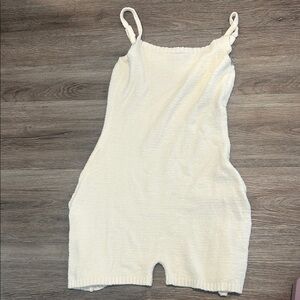 Windsor Cream Terry Romper with Twisted Straps